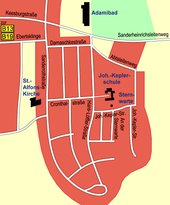 Stadtplanausschnitt Gartenstadt Keesburg